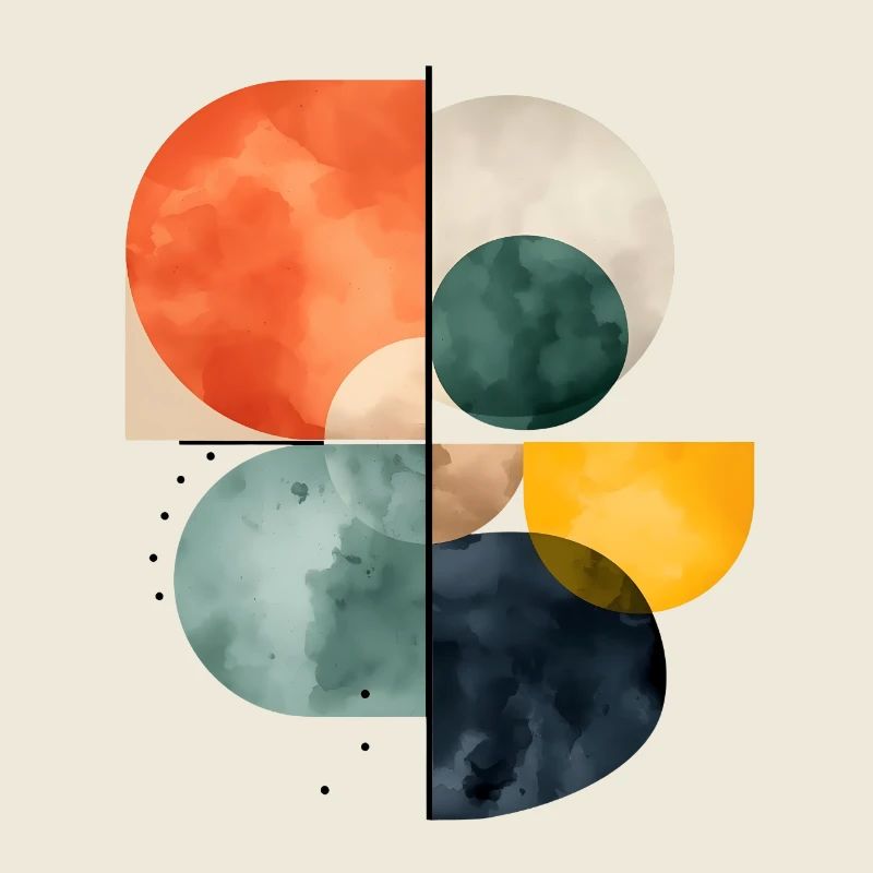 Cercles abstraits Conception d’aquarelle Géométrie colorée