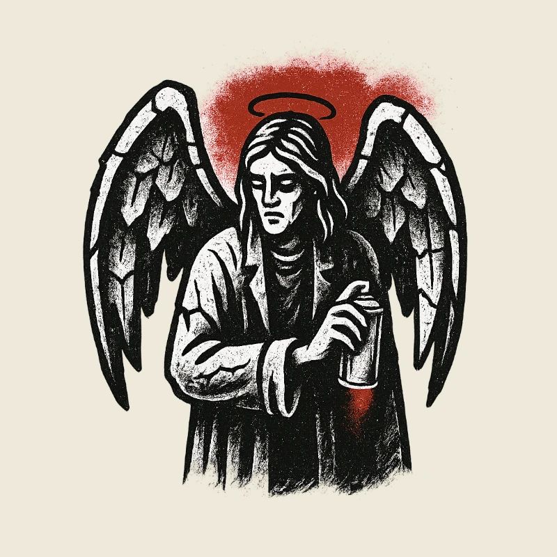 Engel mit der Absicht des Graffitis