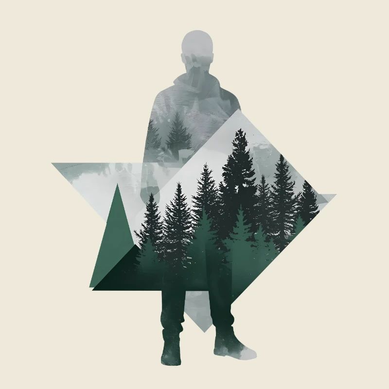 Modern Forest Geometric Human Silhouette