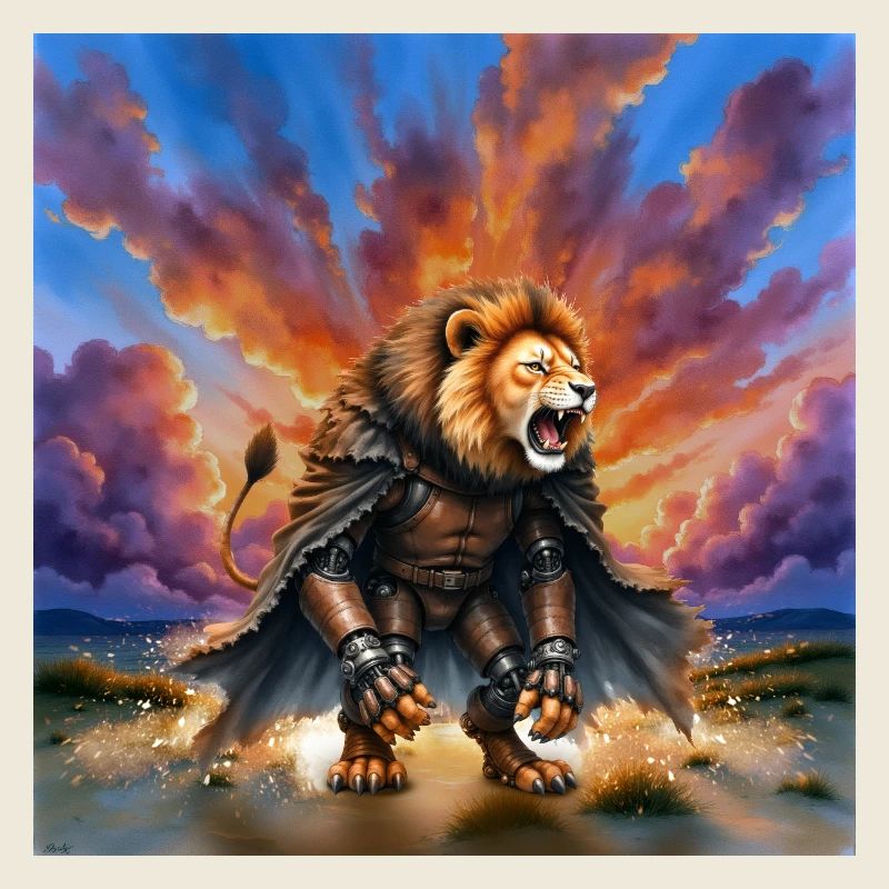 Lion Warrior with Armor and Cape