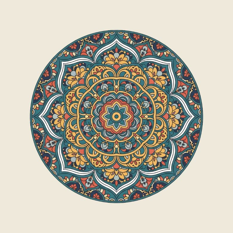 Mandala Circle Pattern in Blue Gold