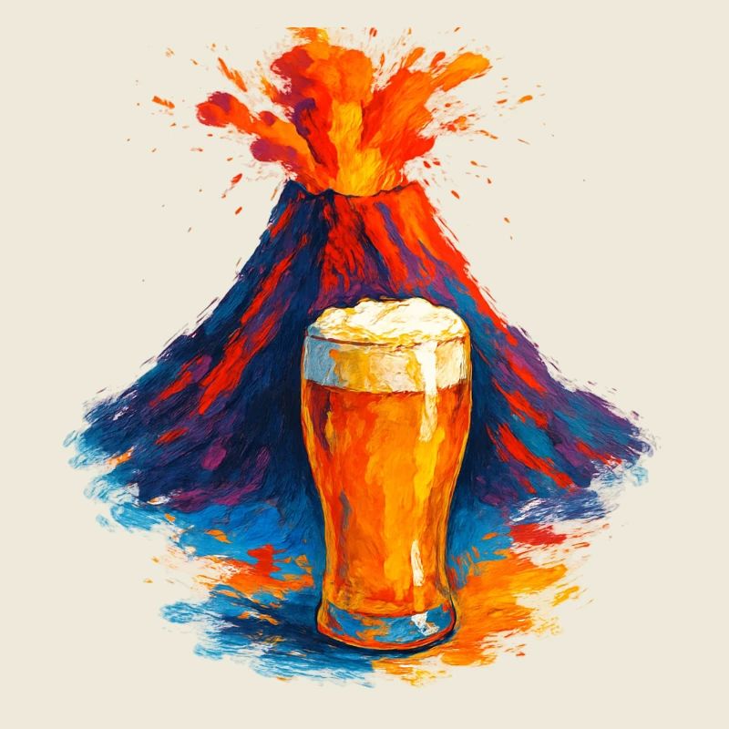 Vulkan Bierkunst Wasserfarben