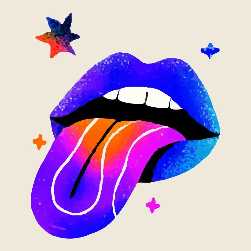 Neon Regenbogen Lippen Kunst