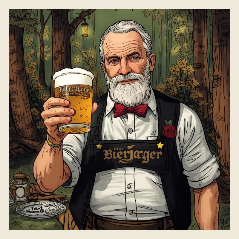 Bierjäger im Waldabend