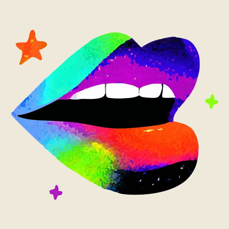 Rainbow Lip Pop Art