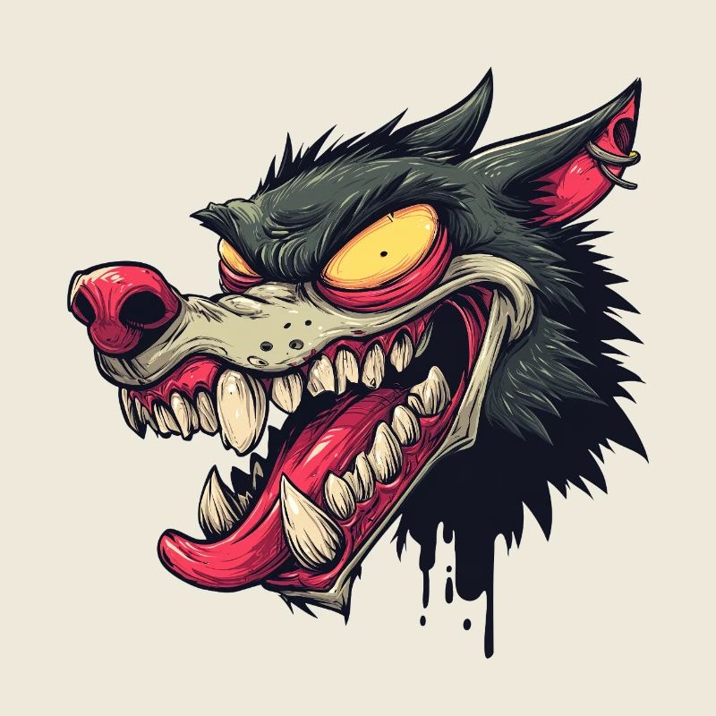 Ferocious Graffiti Wolf Head
