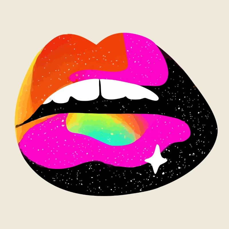 Rainbow Lip Pop Art