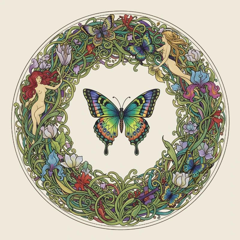 Cercle de fleurs papillon image de rêve