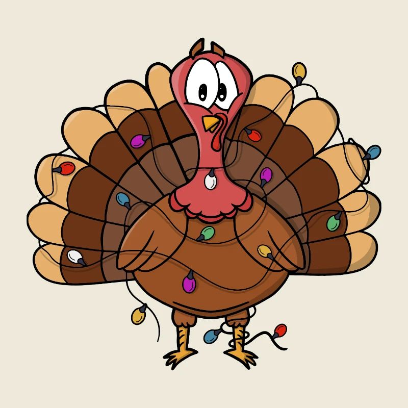 Festive Turkey with String Lights