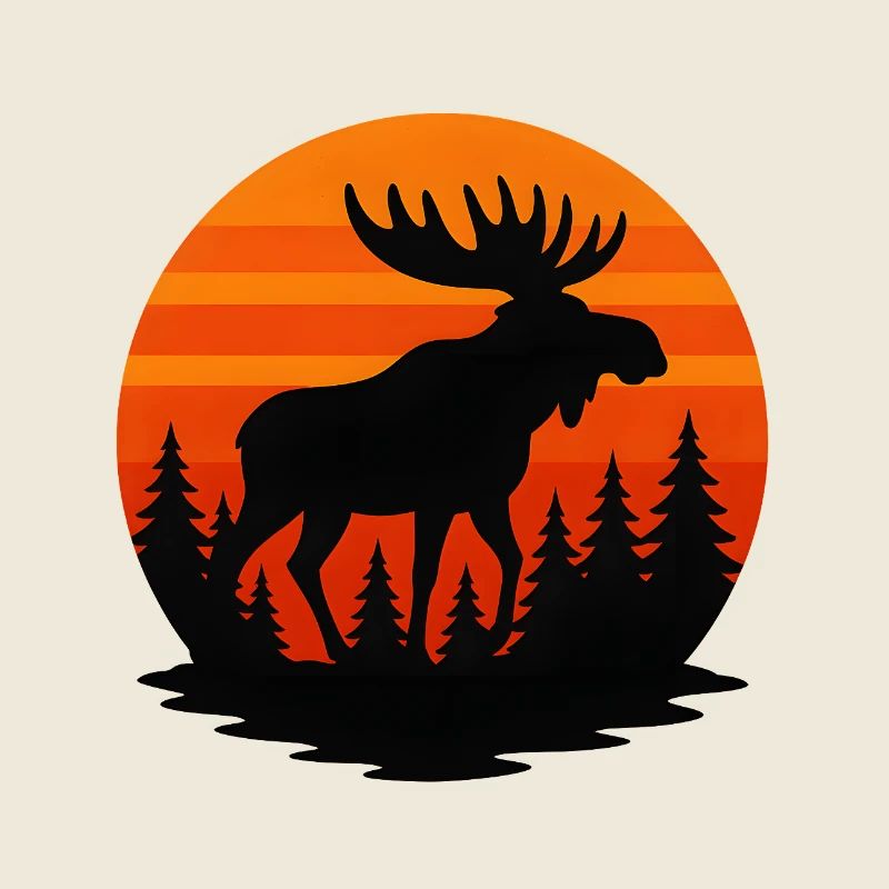 Coucher de soleil orignal dans la silhouette de la forêt