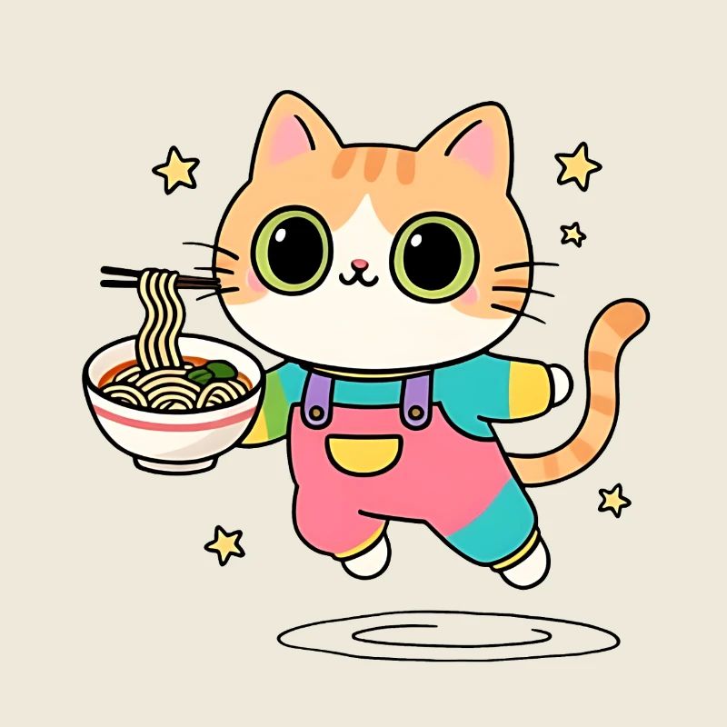 Cat Multicolor Ramen Bowl