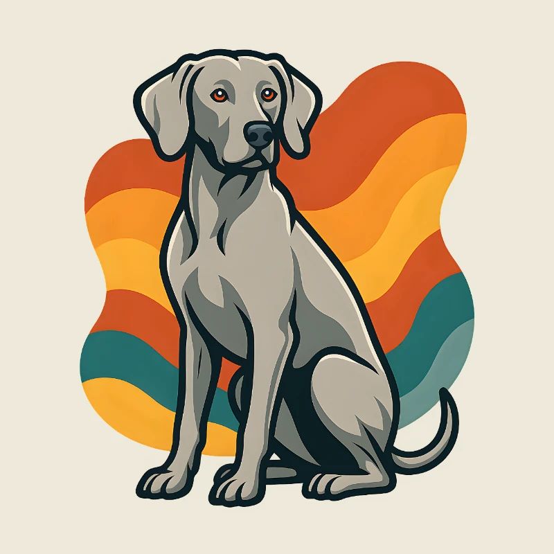 weimaranerWHund in retro wave pattern