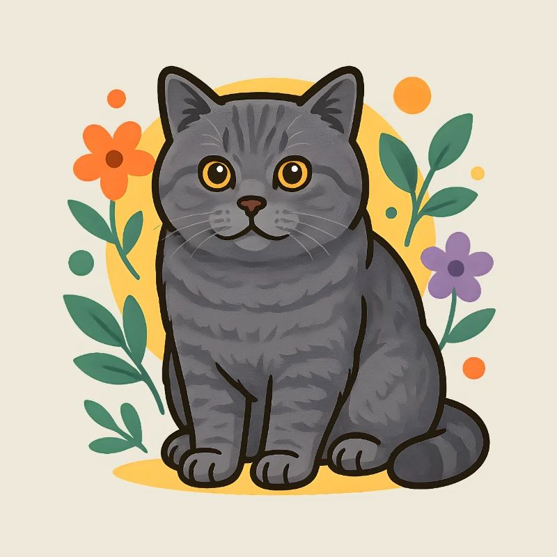 British Shorthair Cat in Flower Circle