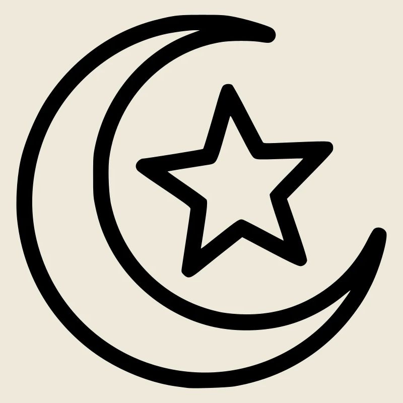 Crescent Moon & Star | Islamic Symbol Line Art