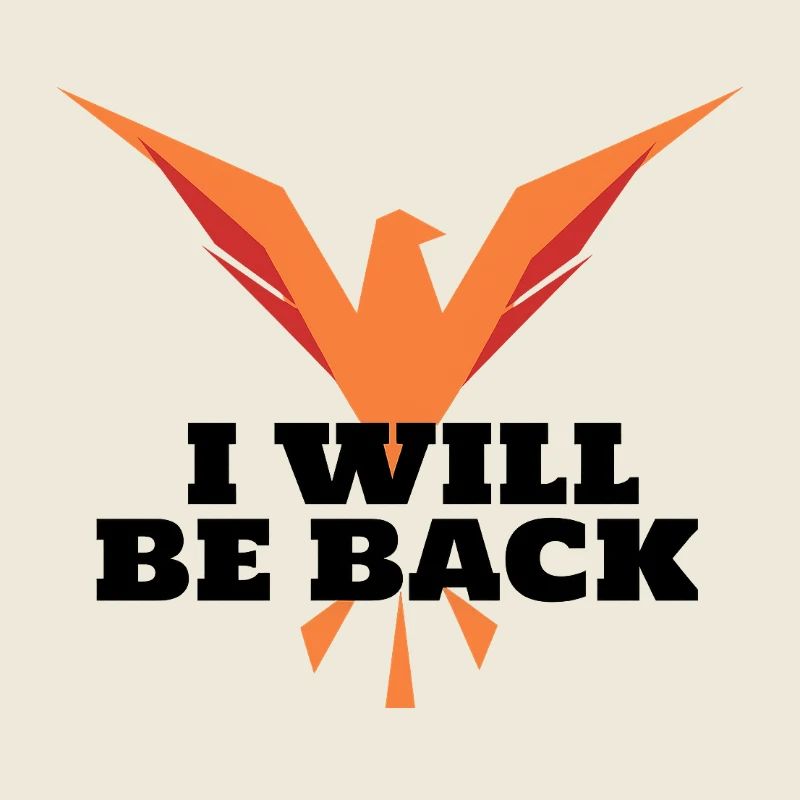 Geometric orange phoenix in flight