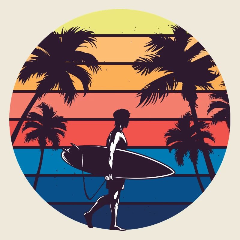 Silhouette du Surfeur Couchant de Soleil