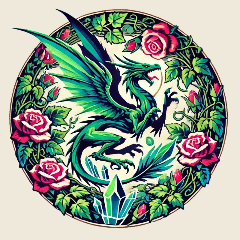 Verdant Phoenix in Rose Circle