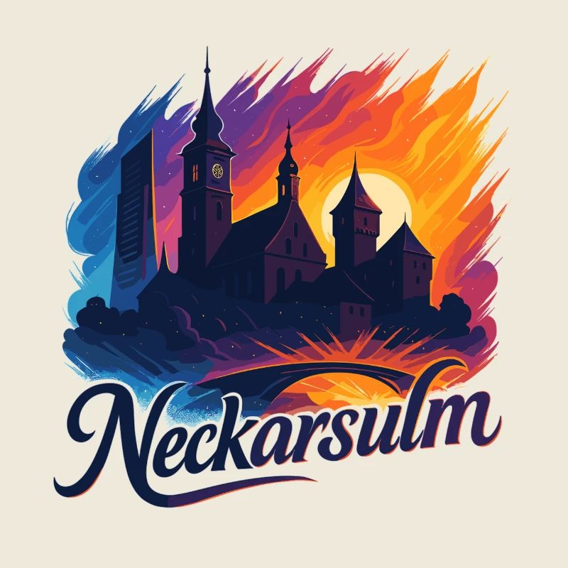 Neckarsulm City Silhouette Neckar Gift