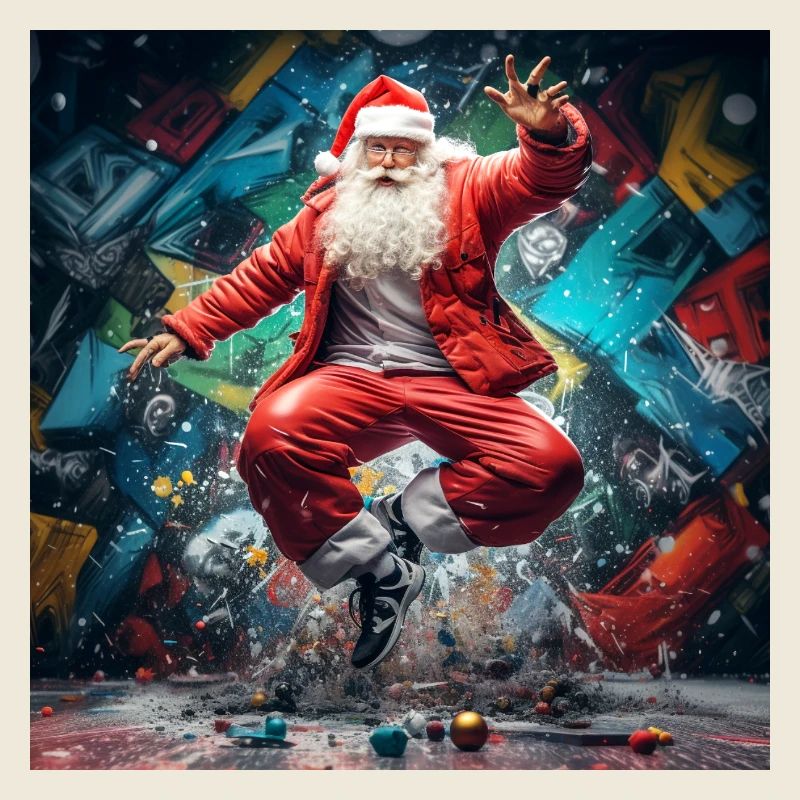 Graffiti du Père Noël Breakdance