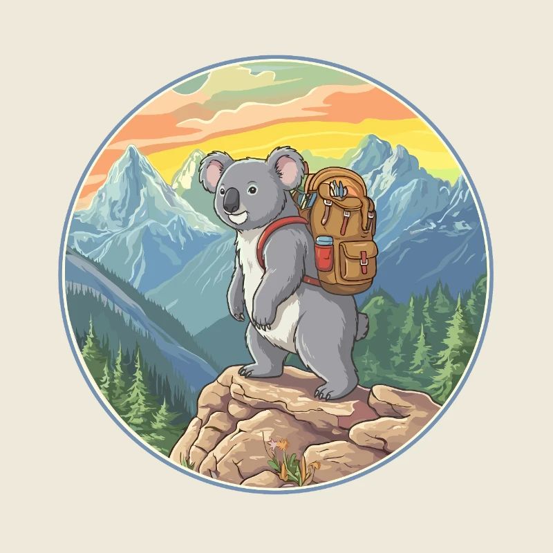 Camping de randonnée de Koala mignon