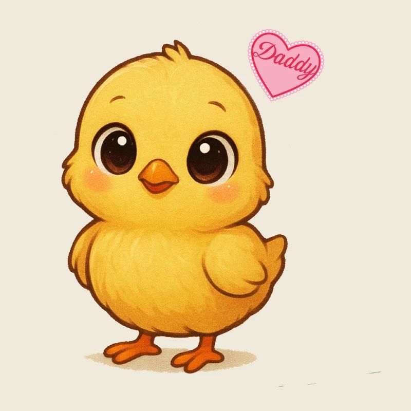 Colorful chick with love heart