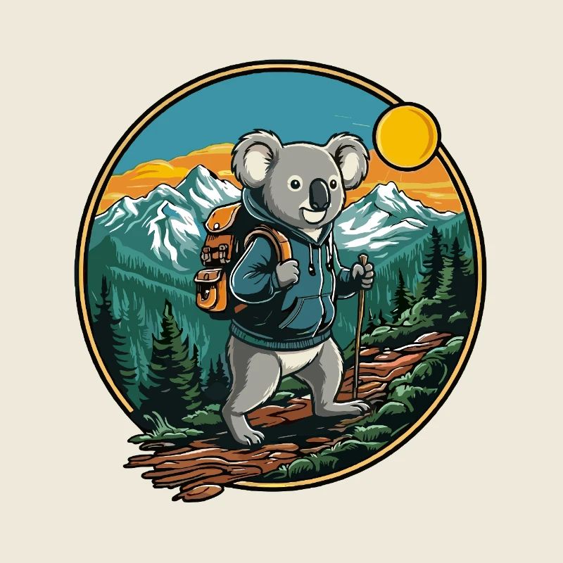 Camping de randonnée de Koala mignon