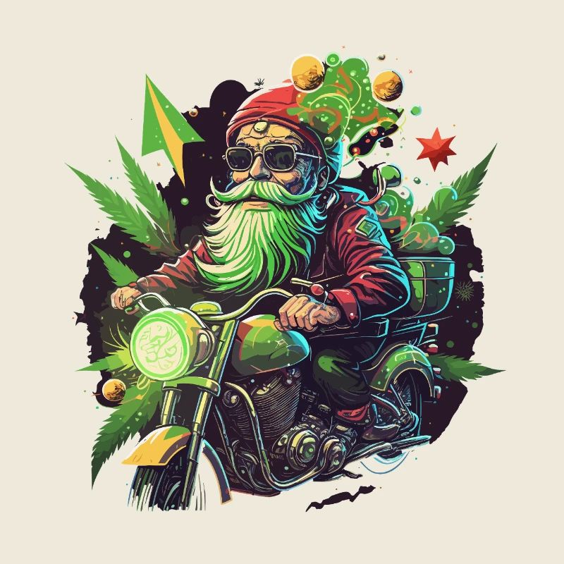 Biker Gnom mit Grasblättern