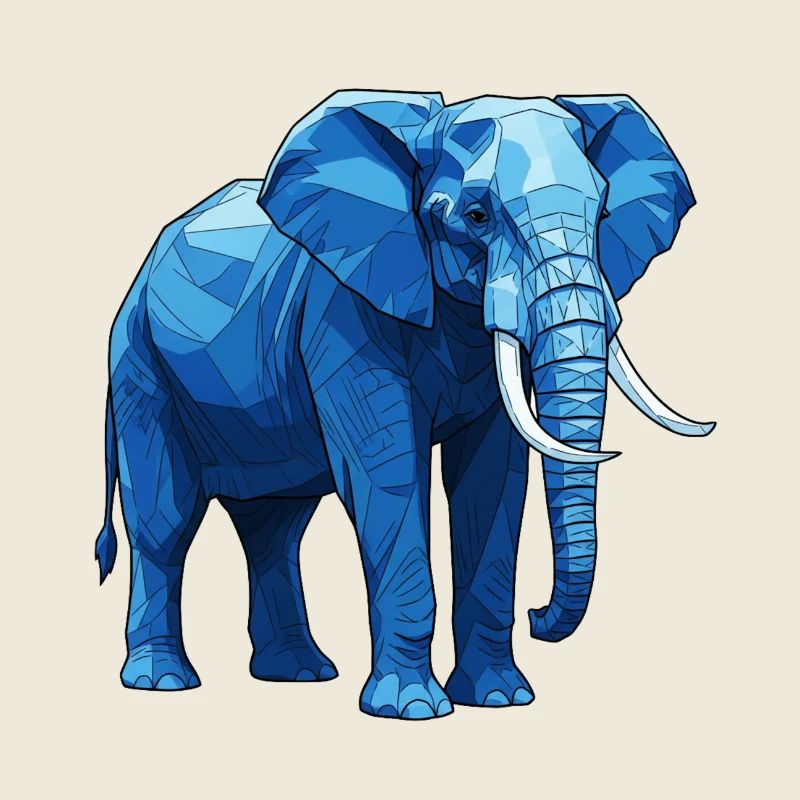 Éléphant bleu géométrique