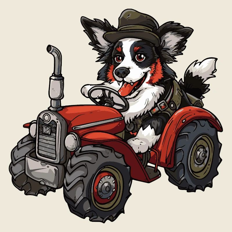 Border Collie Hunde Traktor Farmer