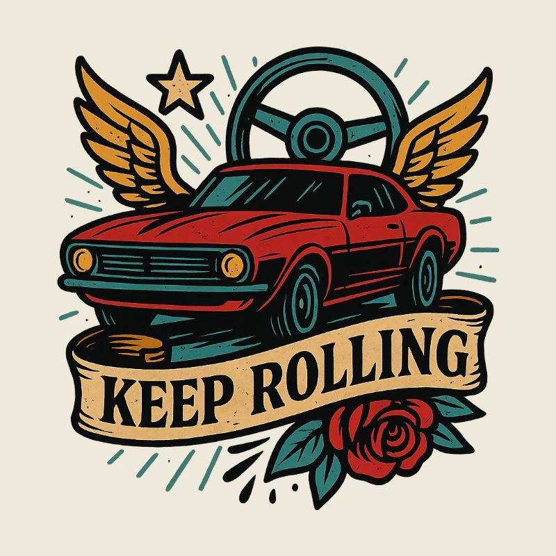 Keep Rolling Vintage Car