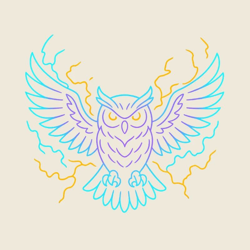 Neon-Eule mit Blitzen