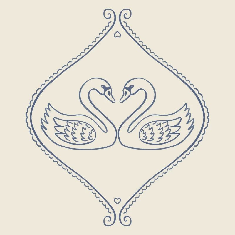 Blue Swans in Ornate Frame