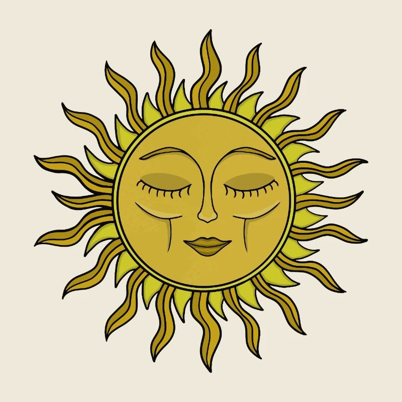 Vintage Celestial Sun Mystical Boho Art