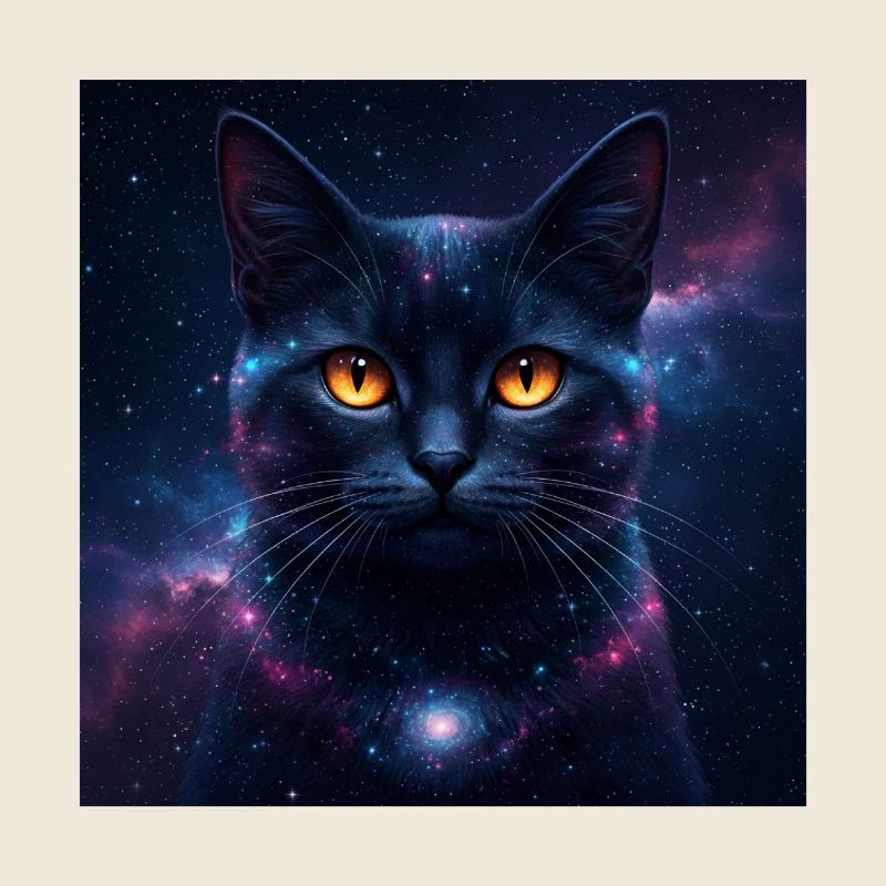 Galaxy Cat Kitten Face Nebula Eyes Space Kitty Art