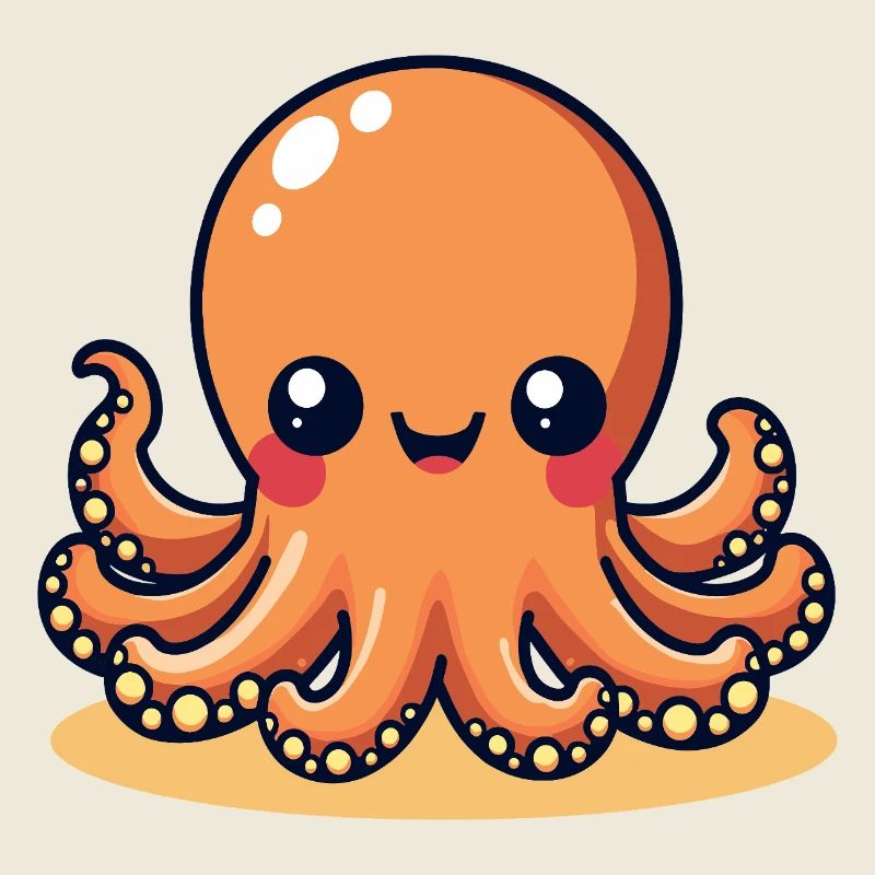 Cute Squid Smiling Octopus Kawaii