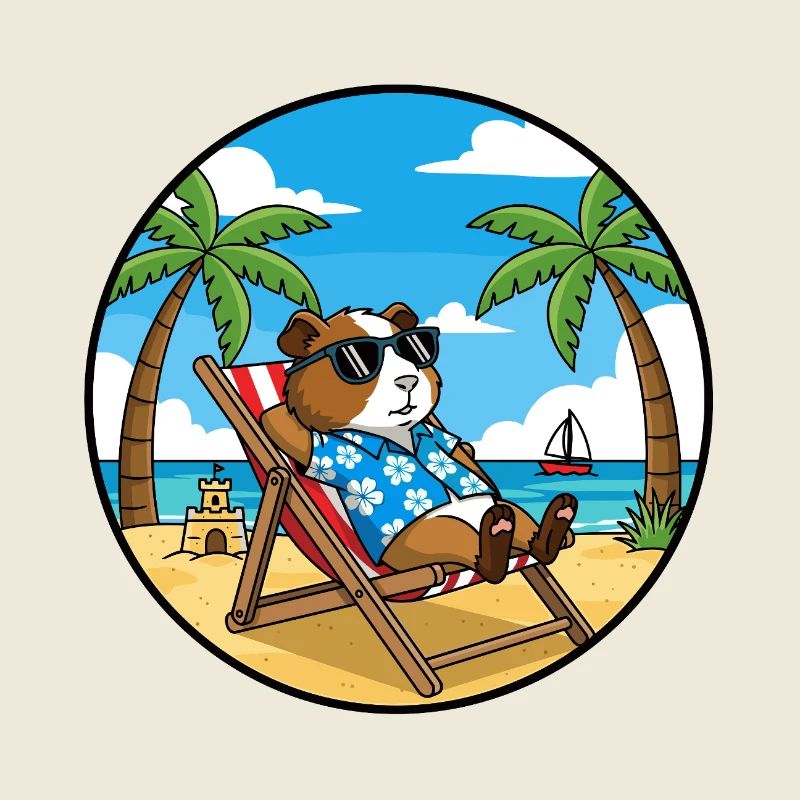 Ambiance estive de vacances à la plage de cochons d’Inde cool