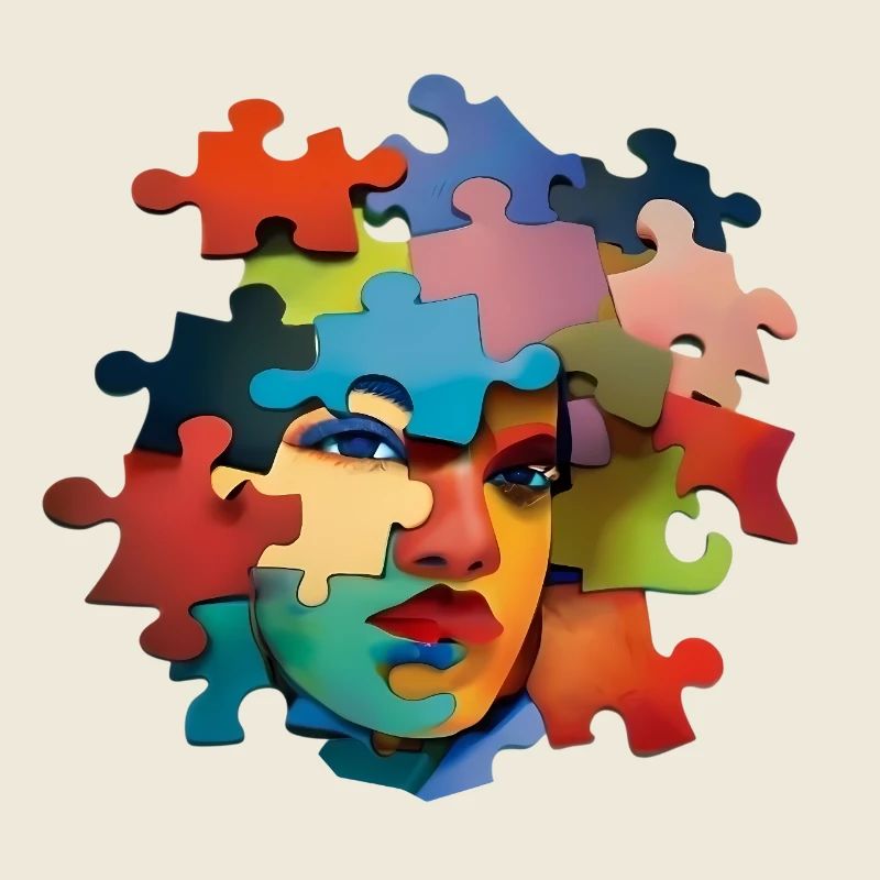 Explosion de couleurs de portrait de puzzle