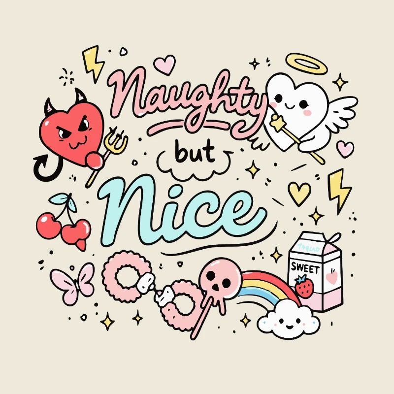 Naughty But Nice Freches Doodle Statement