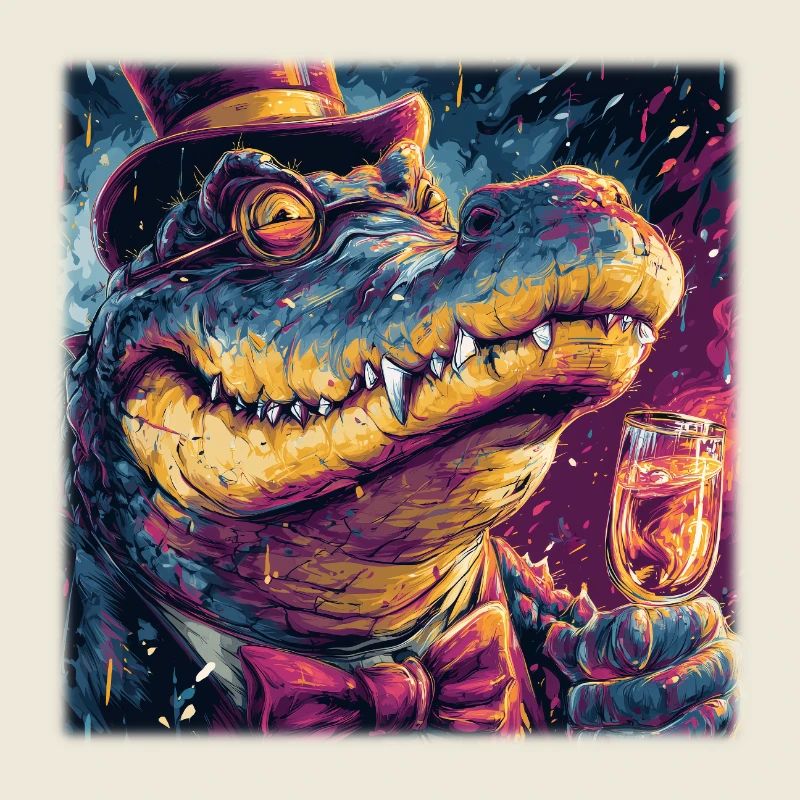 Gentleman Crocodile with Top Hat & Champus