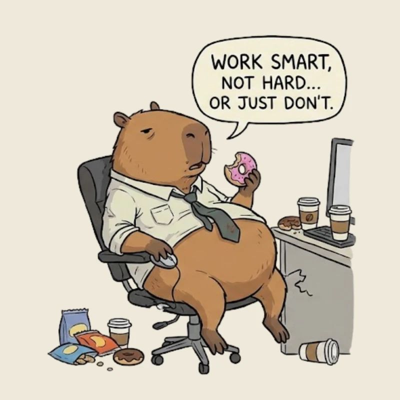 Capybara beaver at work: Lazy instead of work