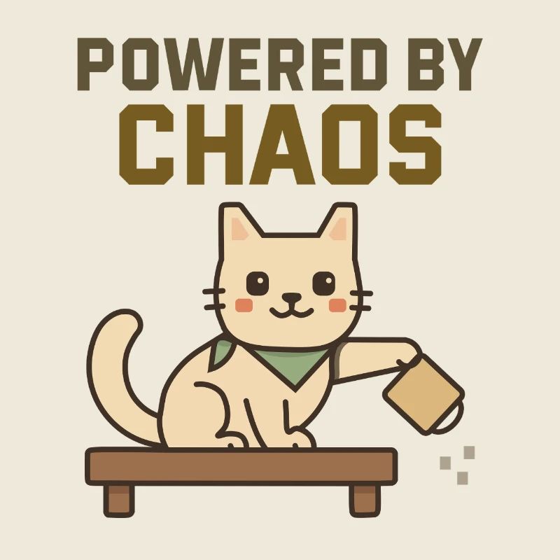 Powered by Chaos - Cheeky Cat Knocks Coffee Over