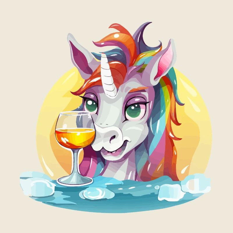 Buntes Einhorn mit Wein