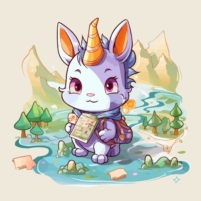 Wandering Unicorn Bunny with Map