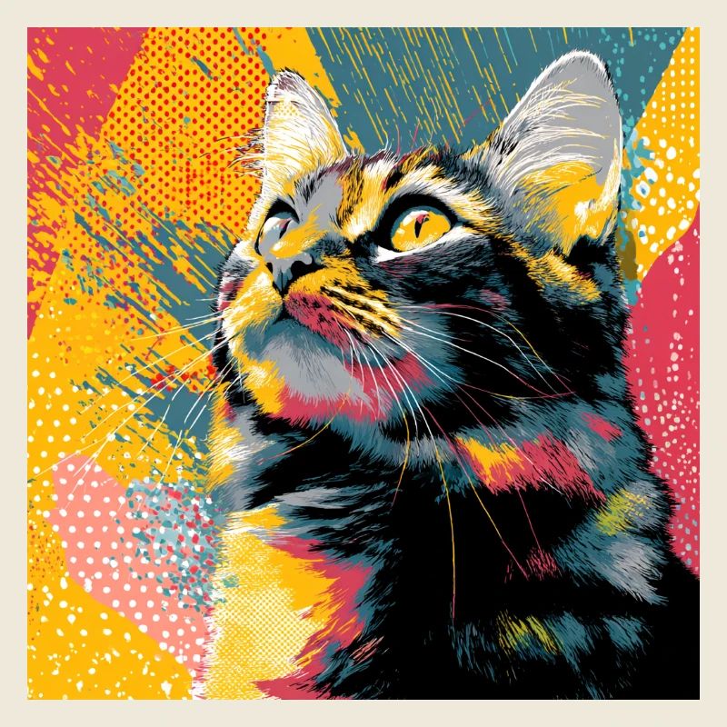 Vivid Pop Cat Portrait