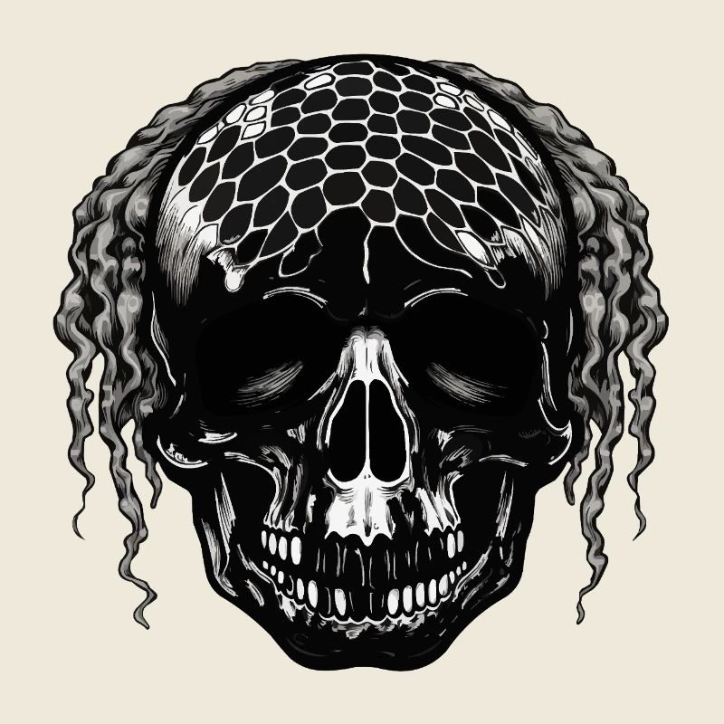 Skull with Mesh Pattern Dreadlocks