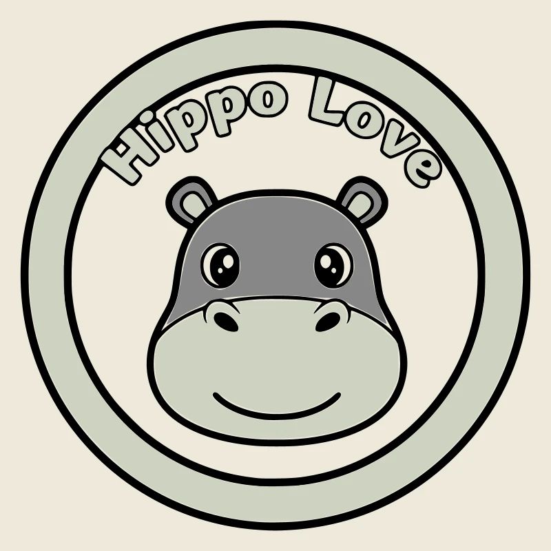 Hippo Love Nilpferd Logo Abzeichen