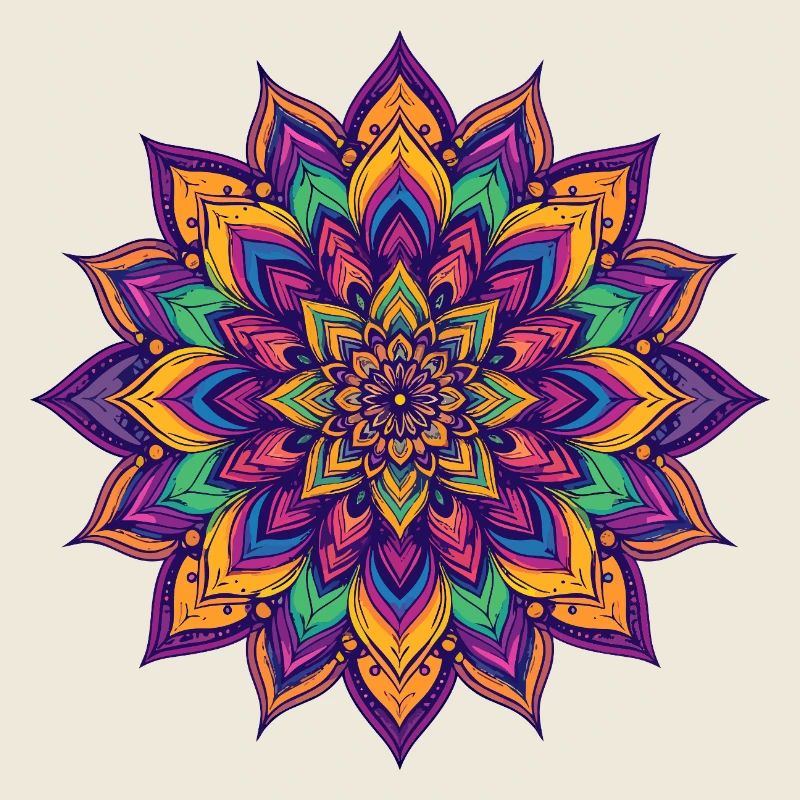 Bunter psychedelischer Mandala LSD Blütenstern