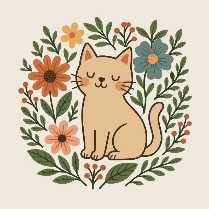 Chat fleuri parmi les fleurs