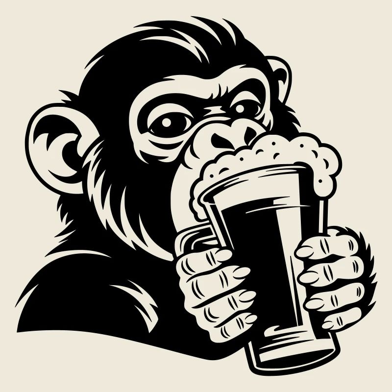 Singe décontracté avec un verre