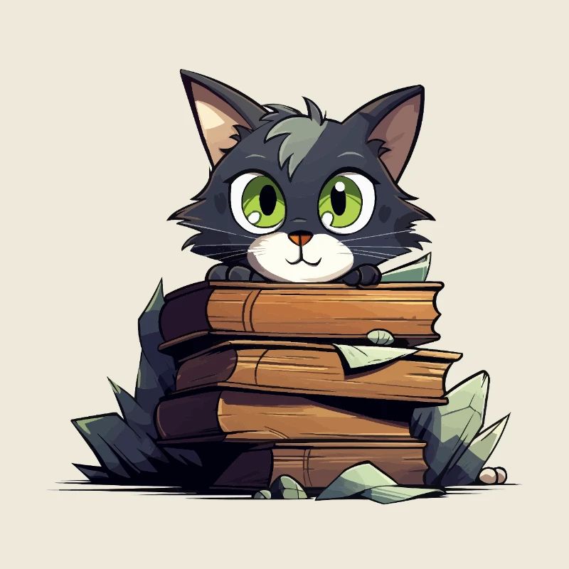 Cat Book Stack